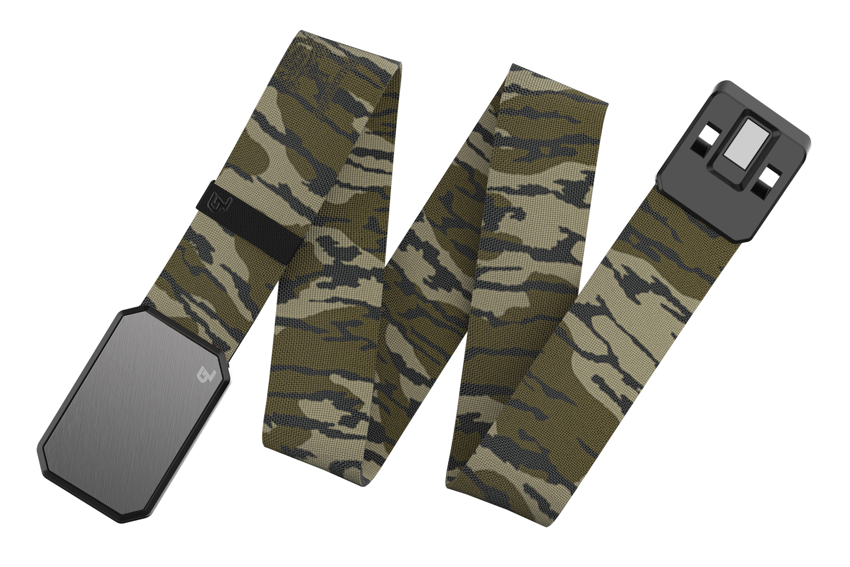 Groove Belt Gun Metal/Mossy Oak Bottomland viewed laid out