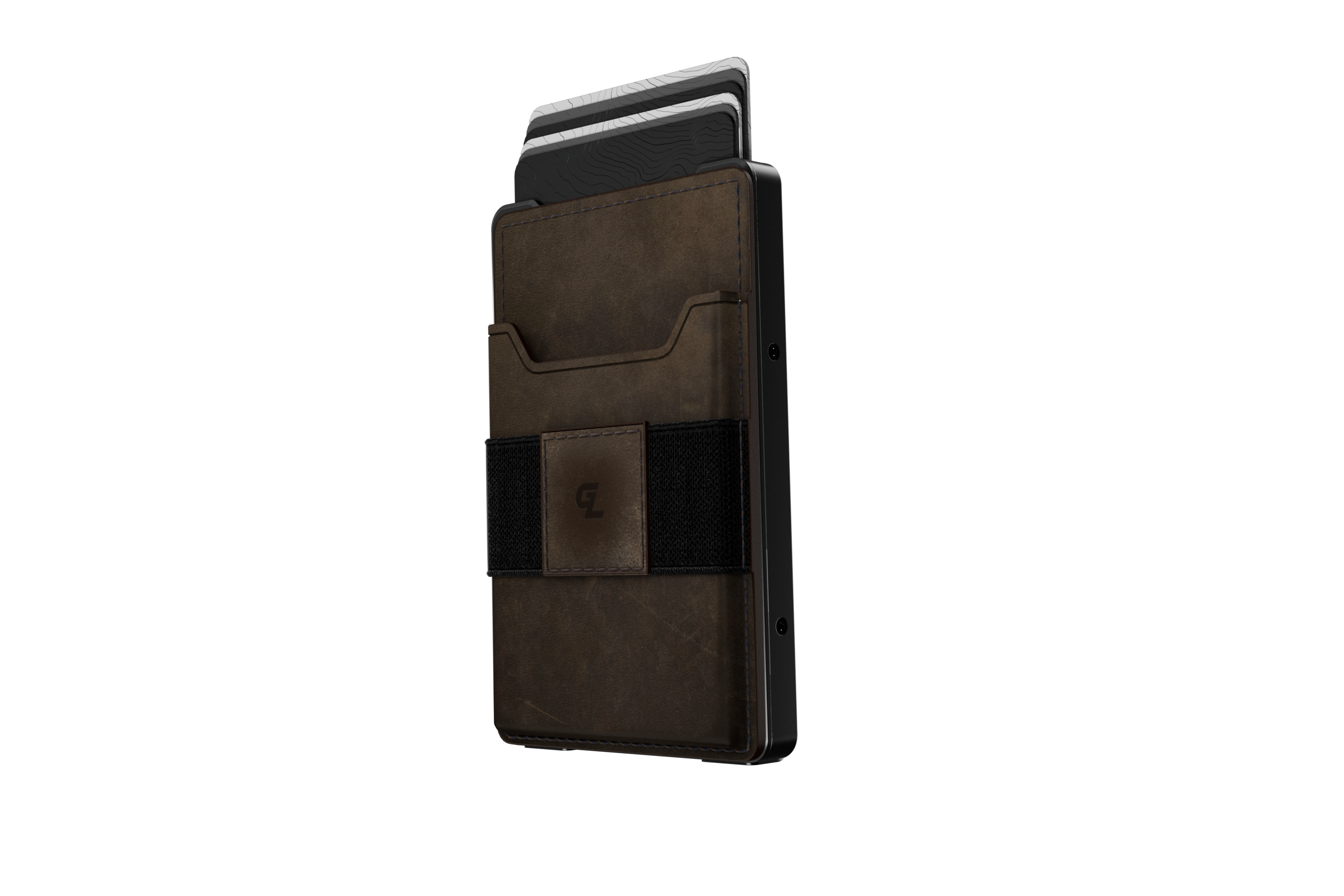 Groove Wallet Go™ - Brown Leather Go on Gun Metal Wallet View 1